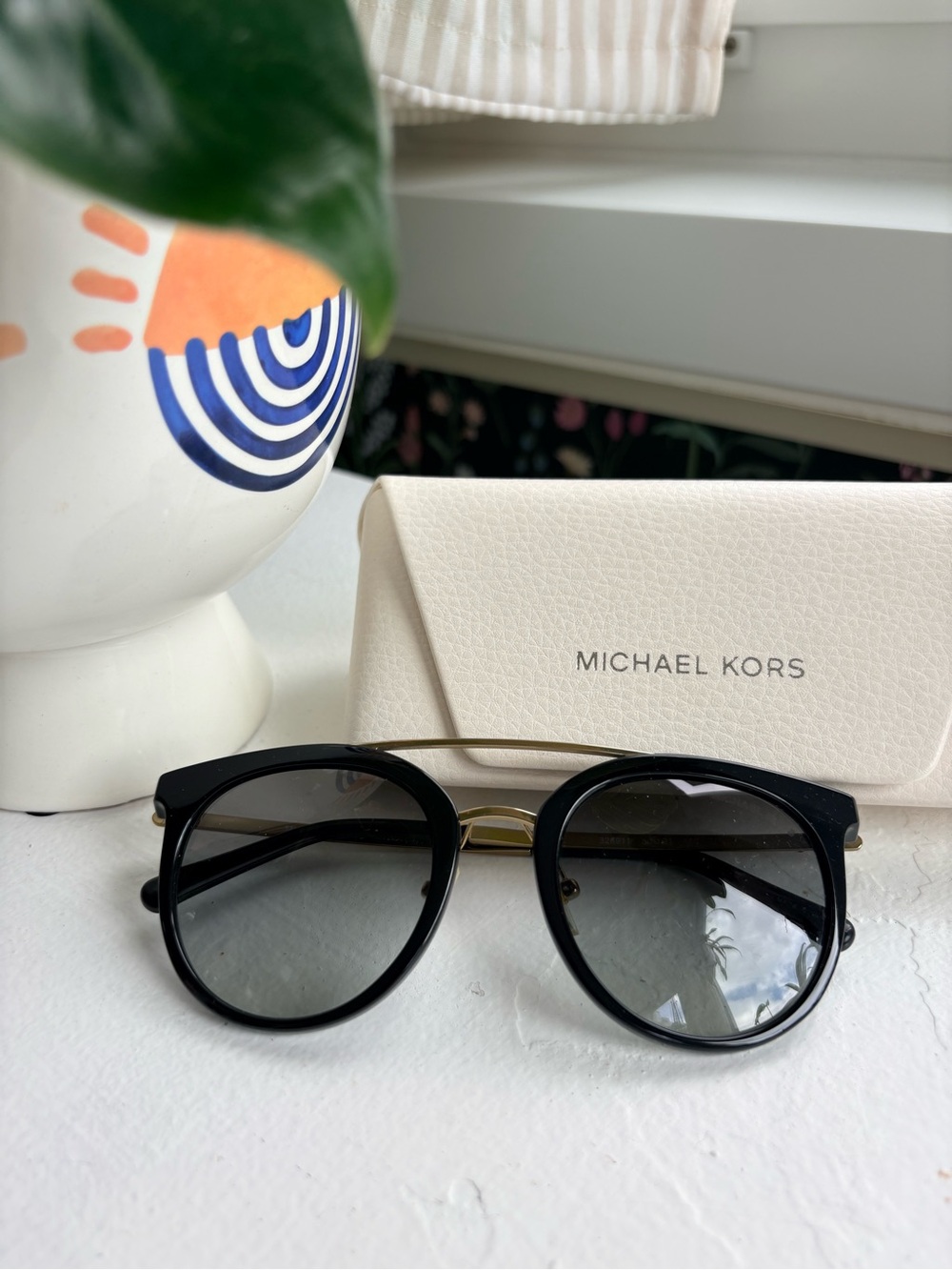 Michael Kors Black Sunglasses with Gold Bridge